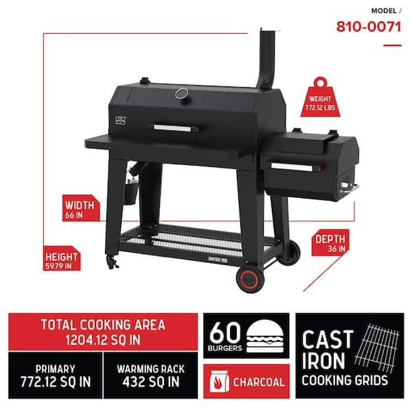 Smoker Charcoal Grill in Black