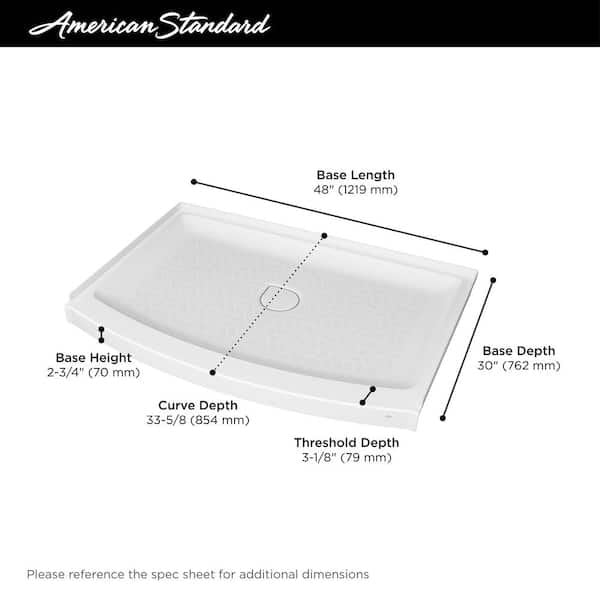 Curve Alcove Shower Pan Base w/ Center Drain