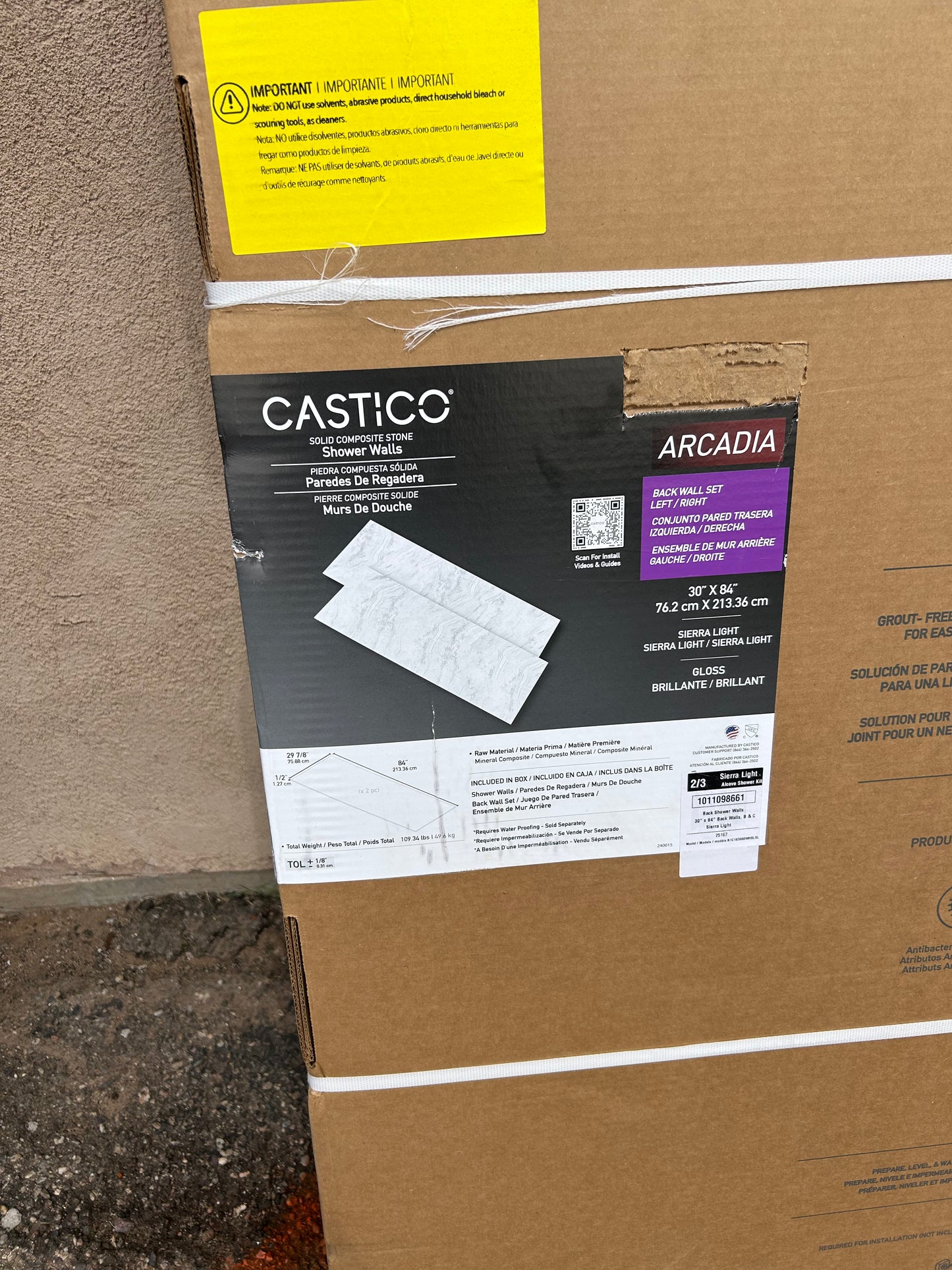 Castico solid, composite stone, shower kit with walls 