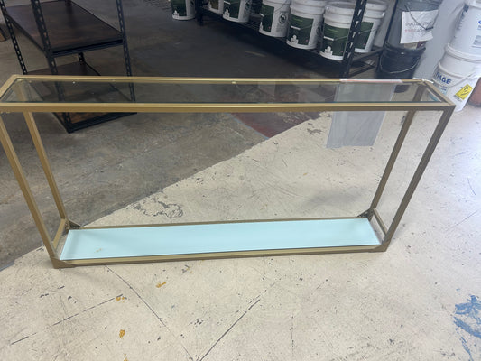 Brass clear, rectangle, glass console table