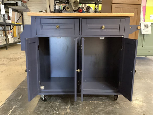 Kitchen Island w/ Wheels, Navy Blue