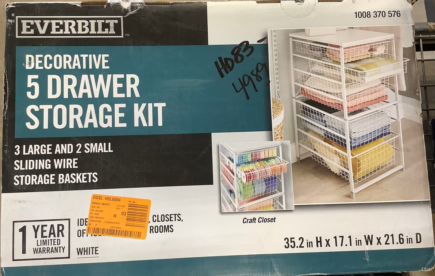 5-Drawer Mesh Wire Basket