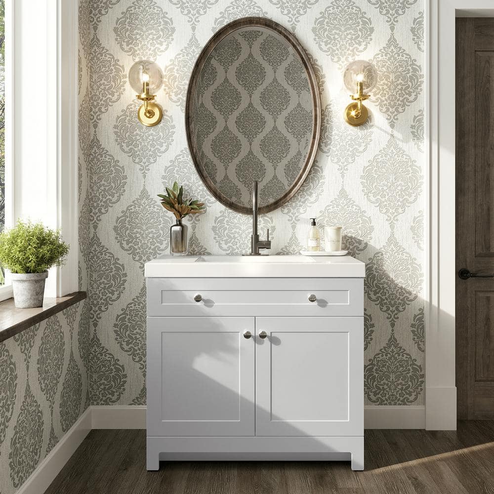 37 in. Everdean White Vanity, Cabinet Only