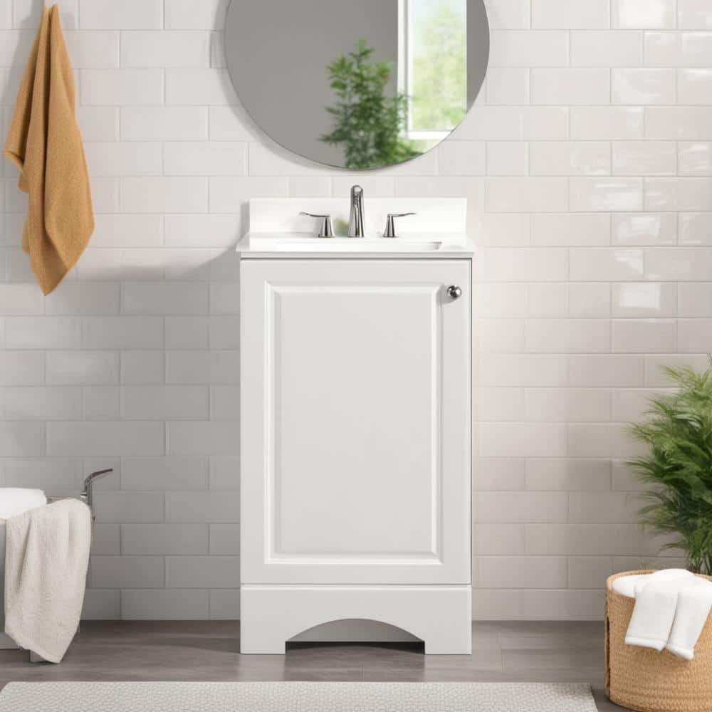 19 in. White Bath Vanity w/ Cultured Marble Top