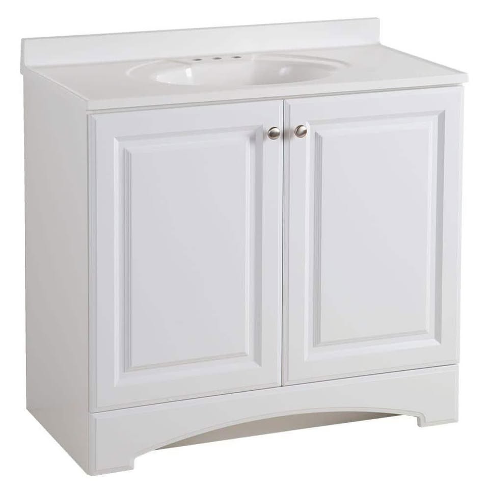 37 in. Without Top, White 2 Door Vanity