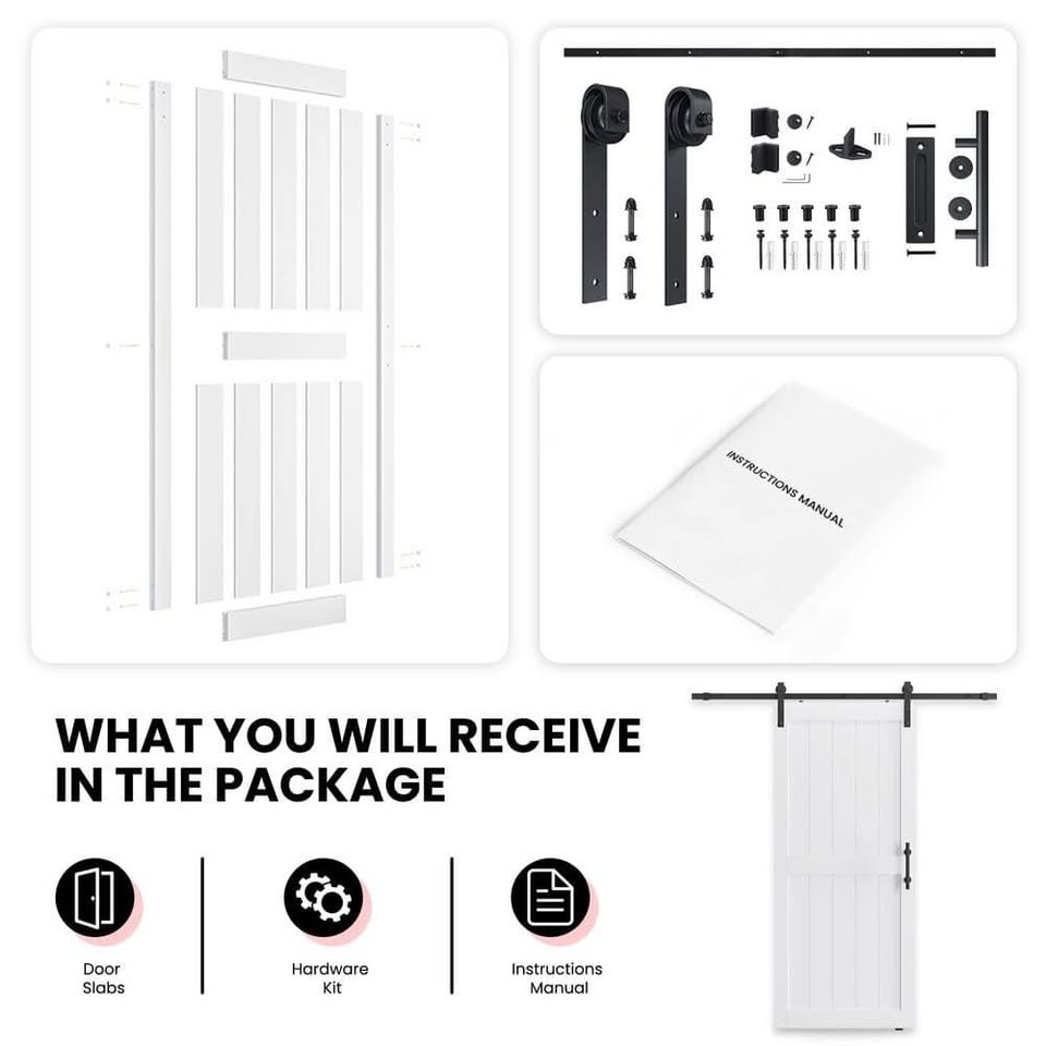 Interior Sliding Barn Door with Hardware Kit
