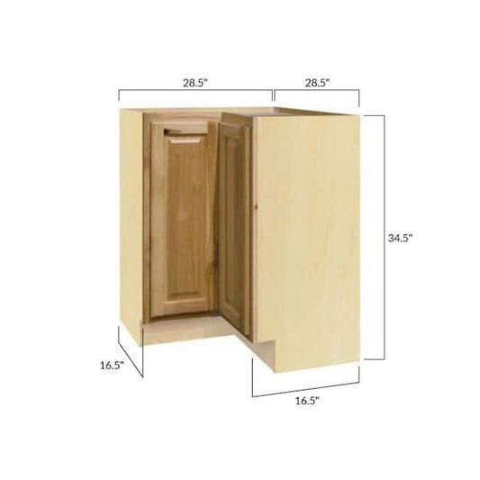 Assembled Corner Lazy Susan Base Cabinet in Natural Hickory