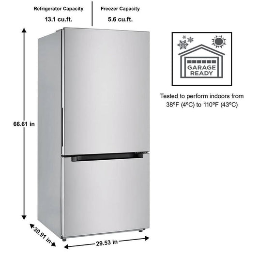 Vissani 30 in. 18.7 cu. ft. Bottom Freezer Refrigerator