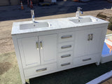 60 in. White Double Sink Vanity w/ Mirrors