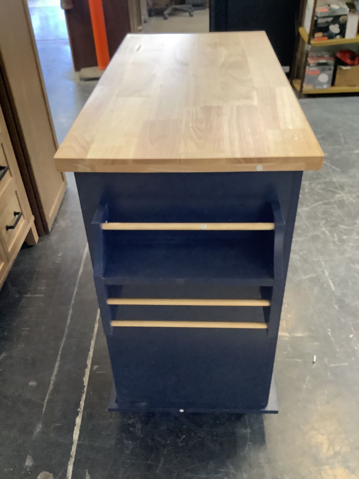 Kitchen Island w/ Wheels, Navy Blue
