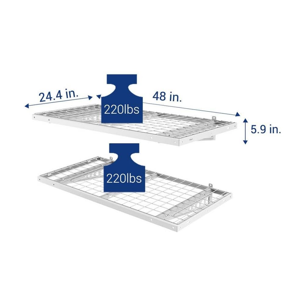 White Heavy Duty Steel Garage Wall Shelves