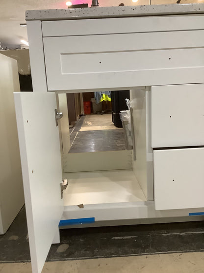 31 in. White Vanity w/ Silver Ash Marble Top