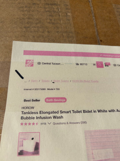 Horow tankless elongated smart toilet & bidet ￼￼