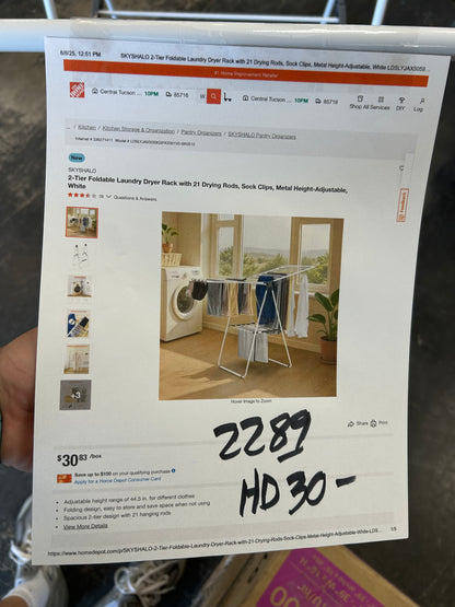 Foldable, laundry dryer rack