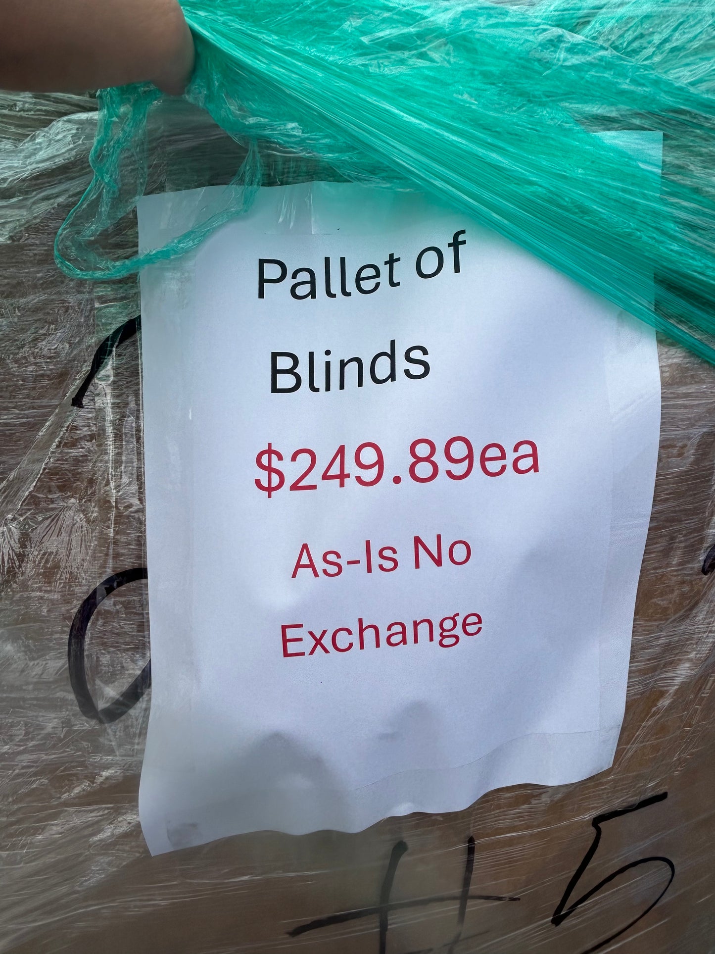 Pallet of blinds
