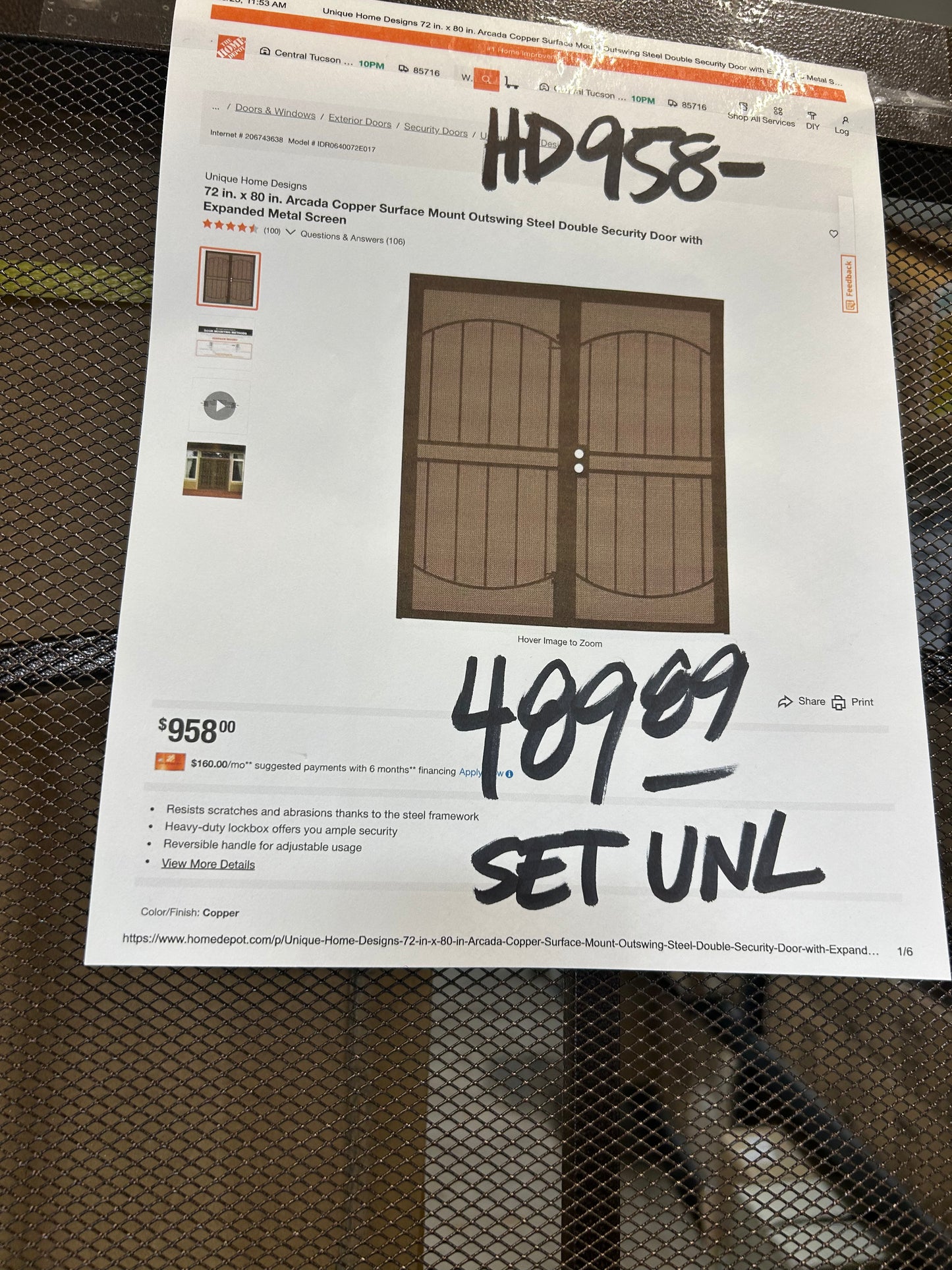 Arcada outswing, steel double security door