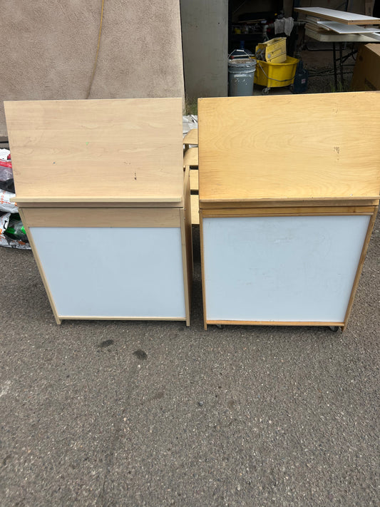 Easel tables with whiteboards