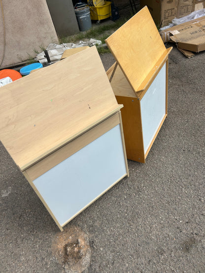 Easel tables with whiteboards