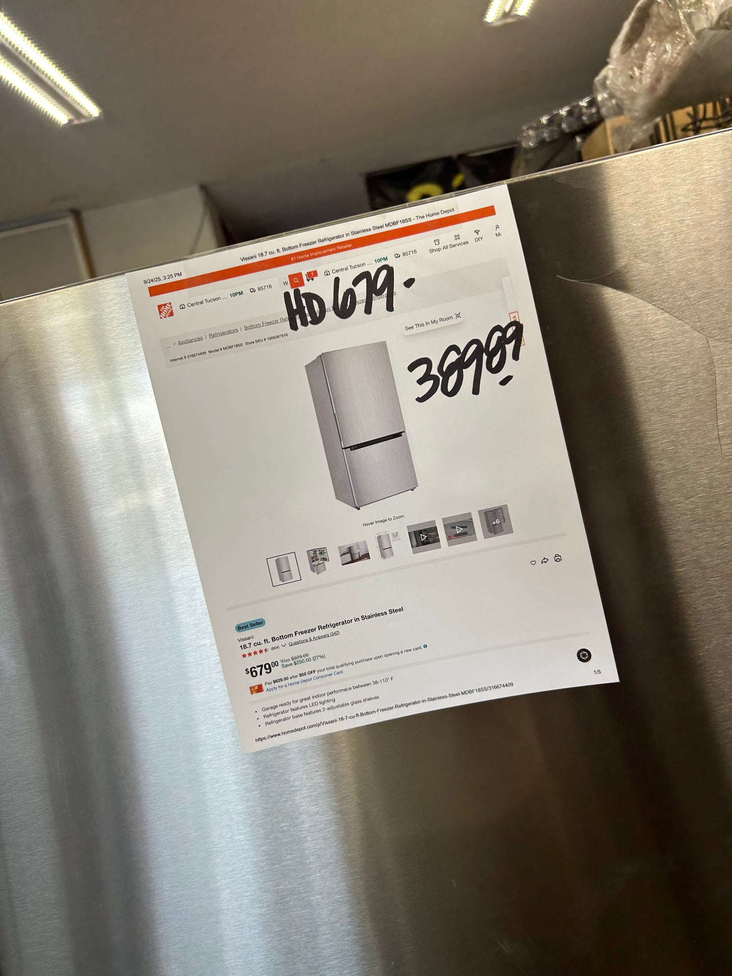 Vissani Freezer Refrigerator