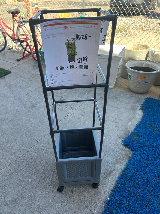 Wheeled resin raised garden bed with 32” trellis tower ￼