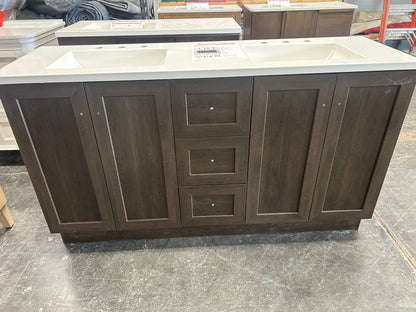 Banister 61 inch double sink bathroom vanity