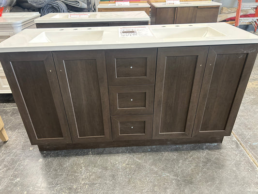 Banister 61 inch double sink bathroom vanity