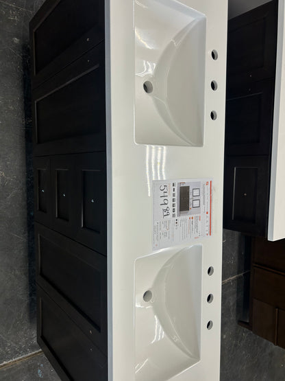 Banister 61 inch double sink bathroom vanity