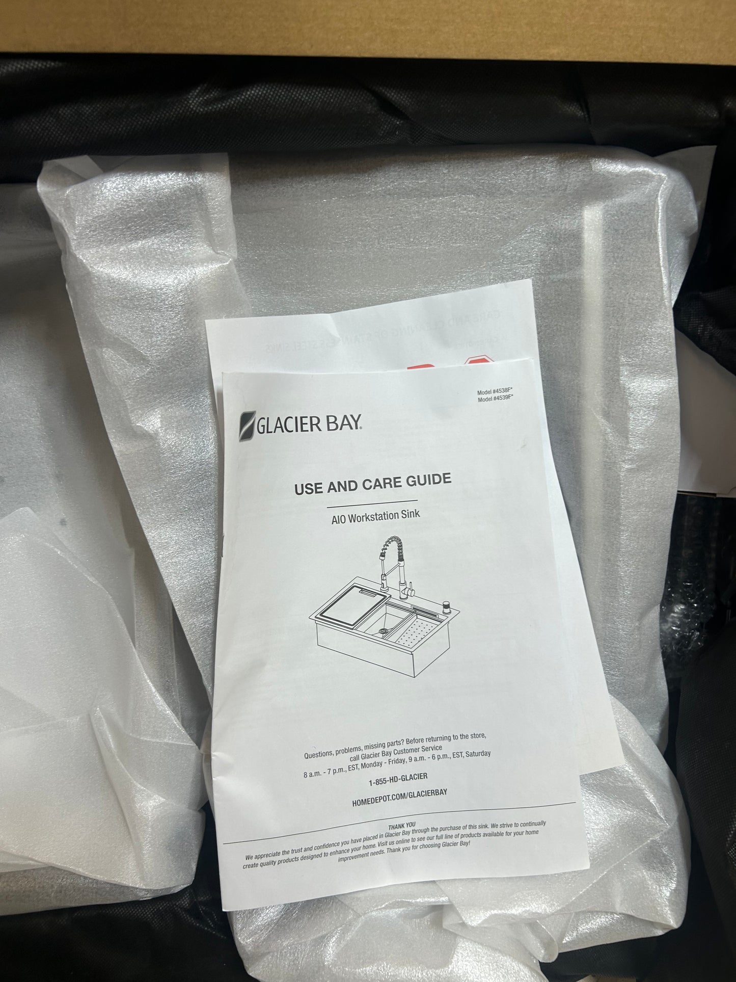 Glacier Bay single bowl, stainless steel kitchen sink