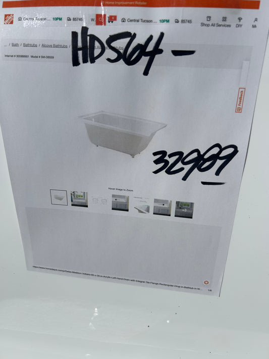 Swiss Madison left-hand drain bathtub