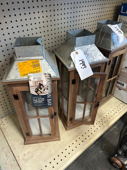 Hampton Bay wood and glass lantern