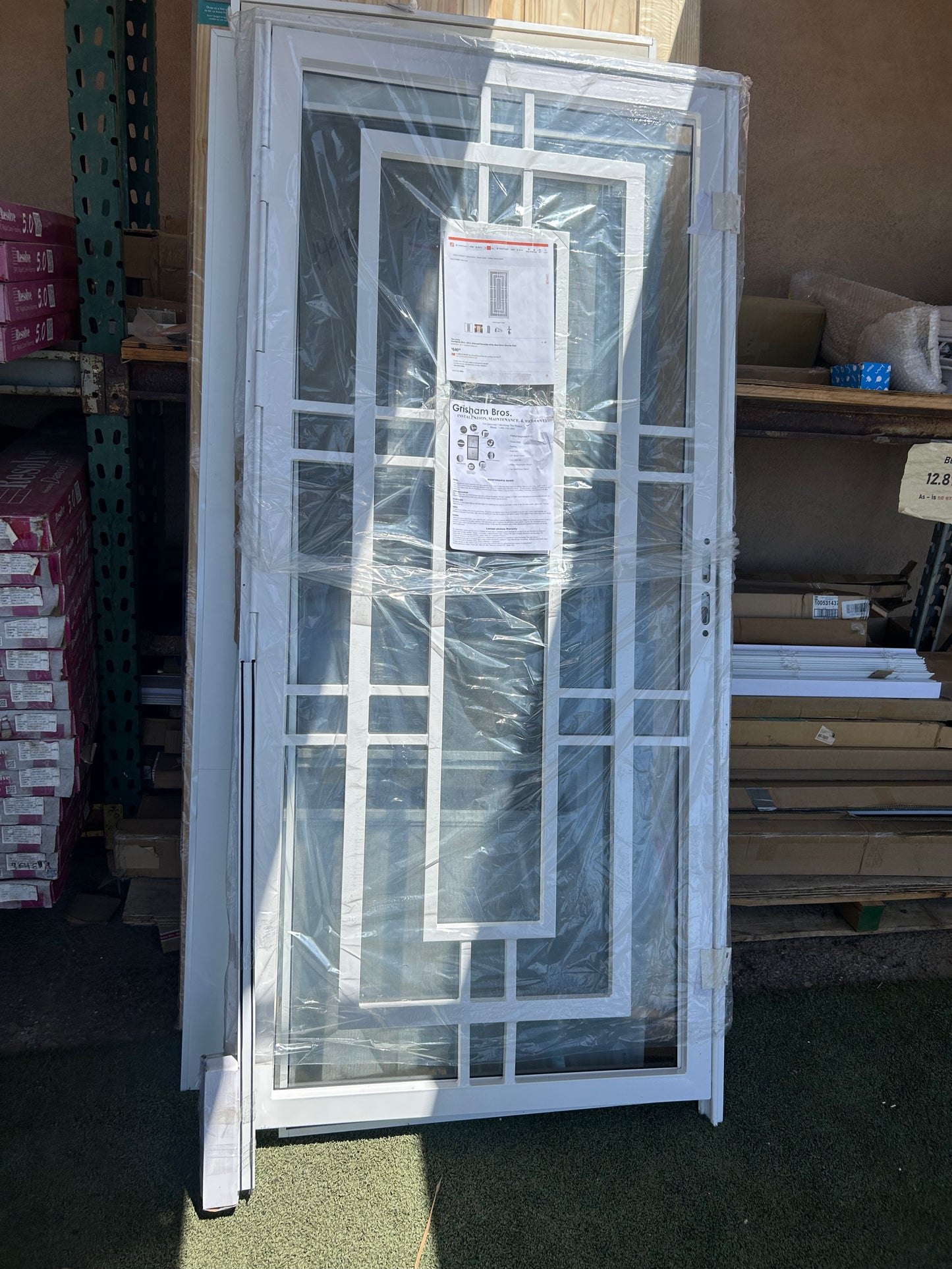 Universal white steel storm security door ￼