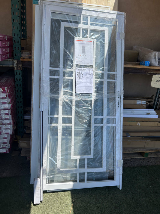 Universal white steel storm security door ￼