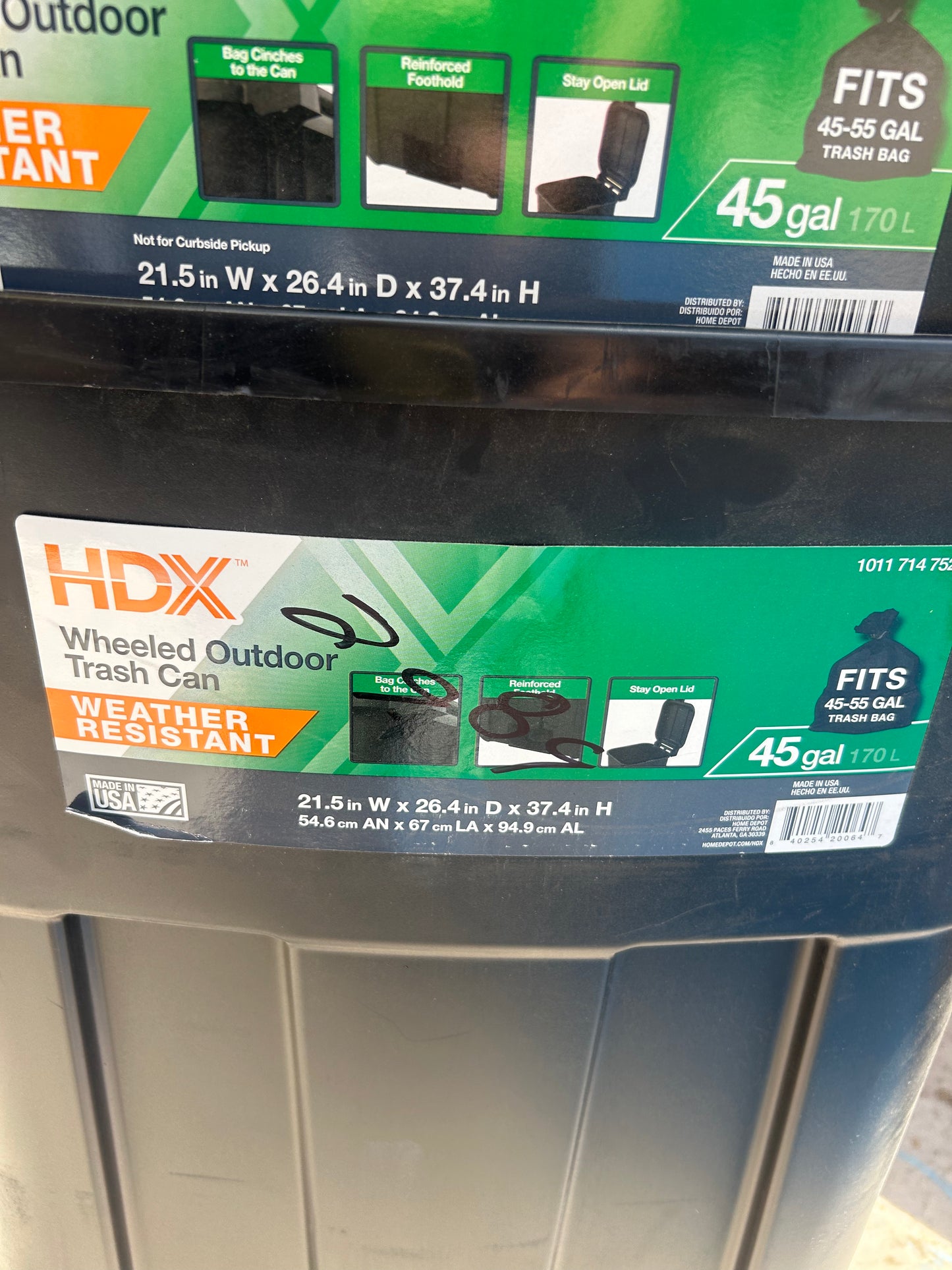 HDX 45 Gallon Trashcans