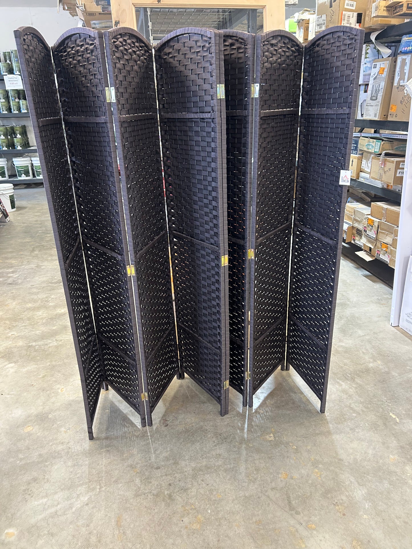Woven freestanding wall partition