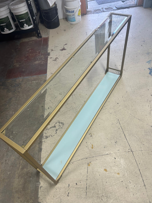 Brass clear, rectangle, glass console table