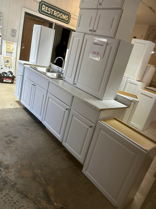 10 piece cabinet set with countertop sink and faucet