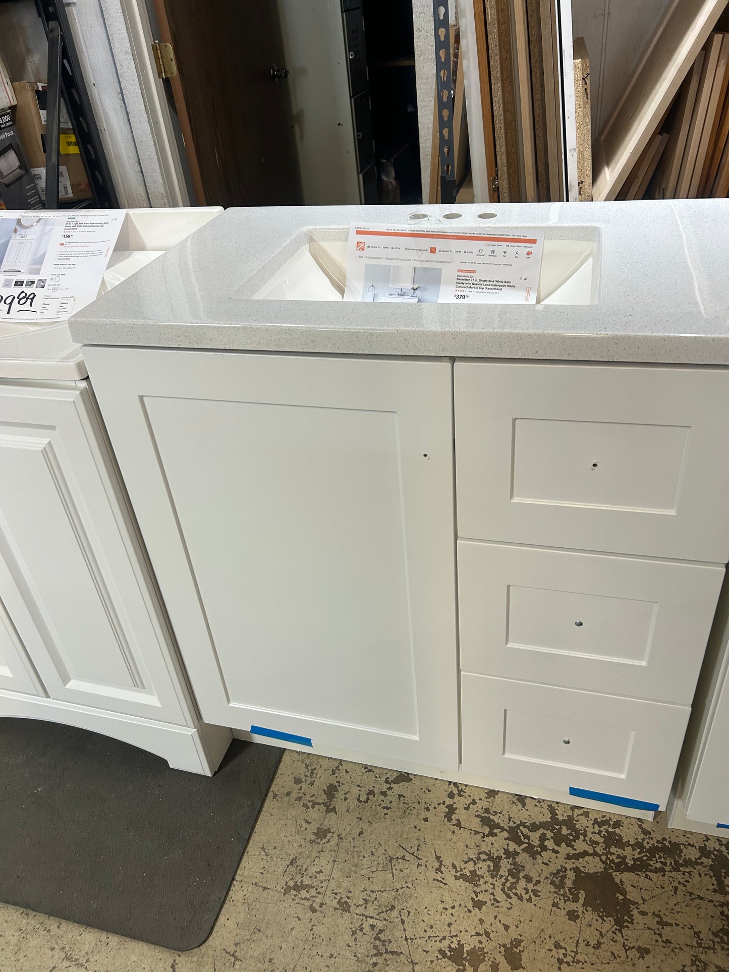 Glacier Bay single sink, bathroom vanity