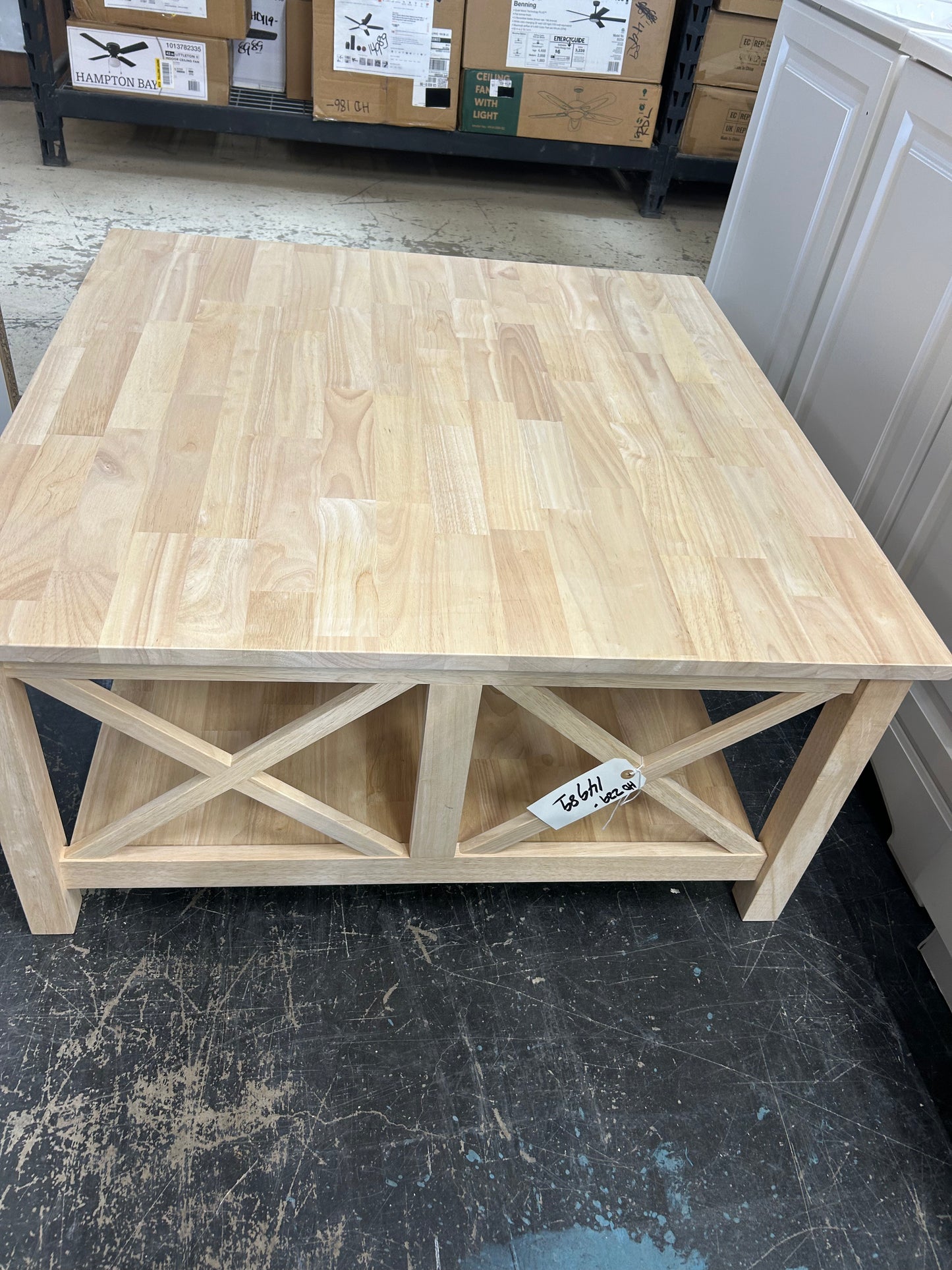 Hampton Bay 36” wood top coffee table
