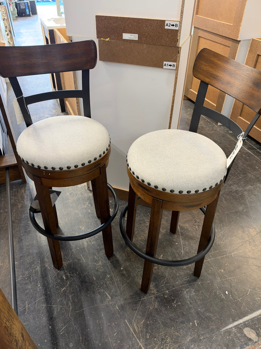 Brown high back wood bar stools ￼