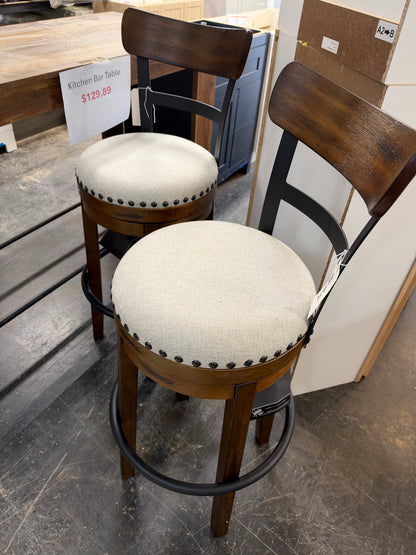 Brown high back wood bar stools ￼