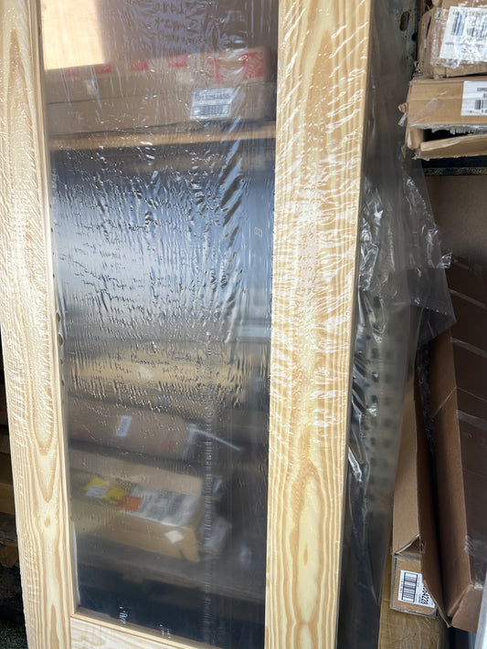 Unfinshed Clear Pine Wood Mirrored Door