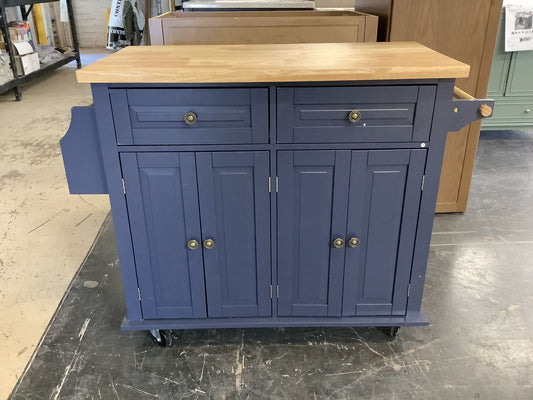 Kitchen Island w/ Wheels, Navy Blue