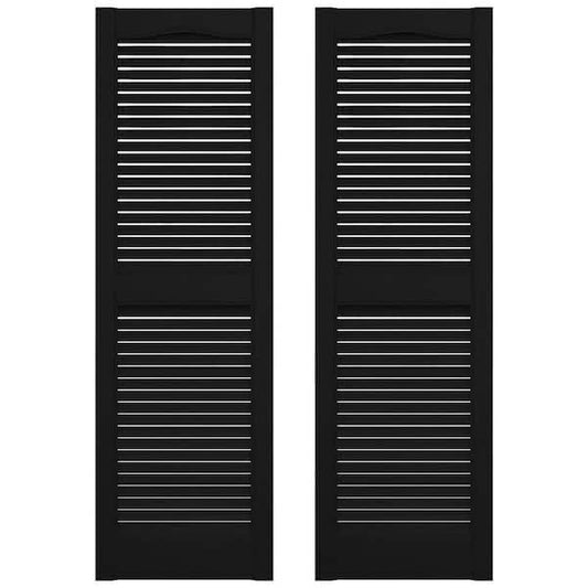 Louvered Vinyl Shutters in Black