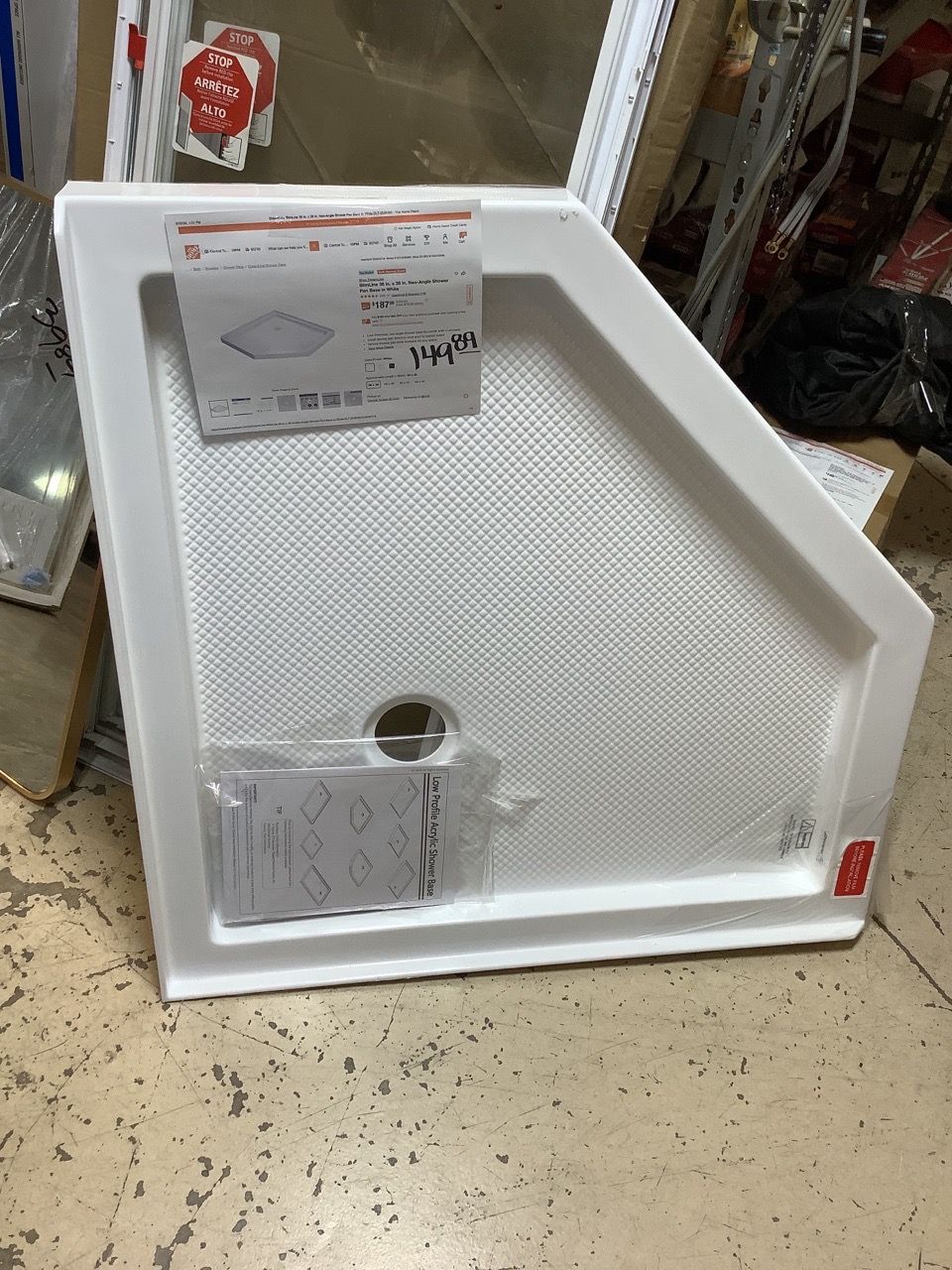 Neo-Angle Shower Pan Base, White