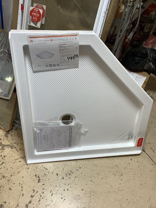 Neo-Angle Shower Pan Base, White