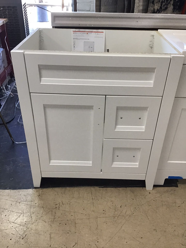 Ridge 30 In. White Vanity Cabinet (NO TOP)