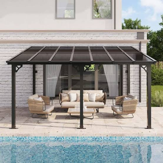 Metal roof wall mount gazebo pergola