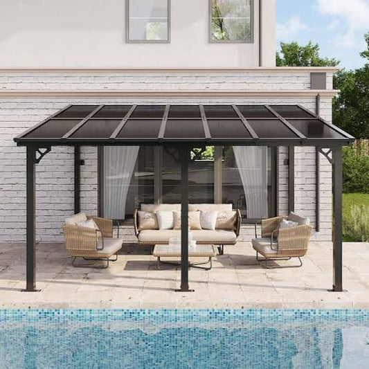 Metal roof wall mount gazebo pergola