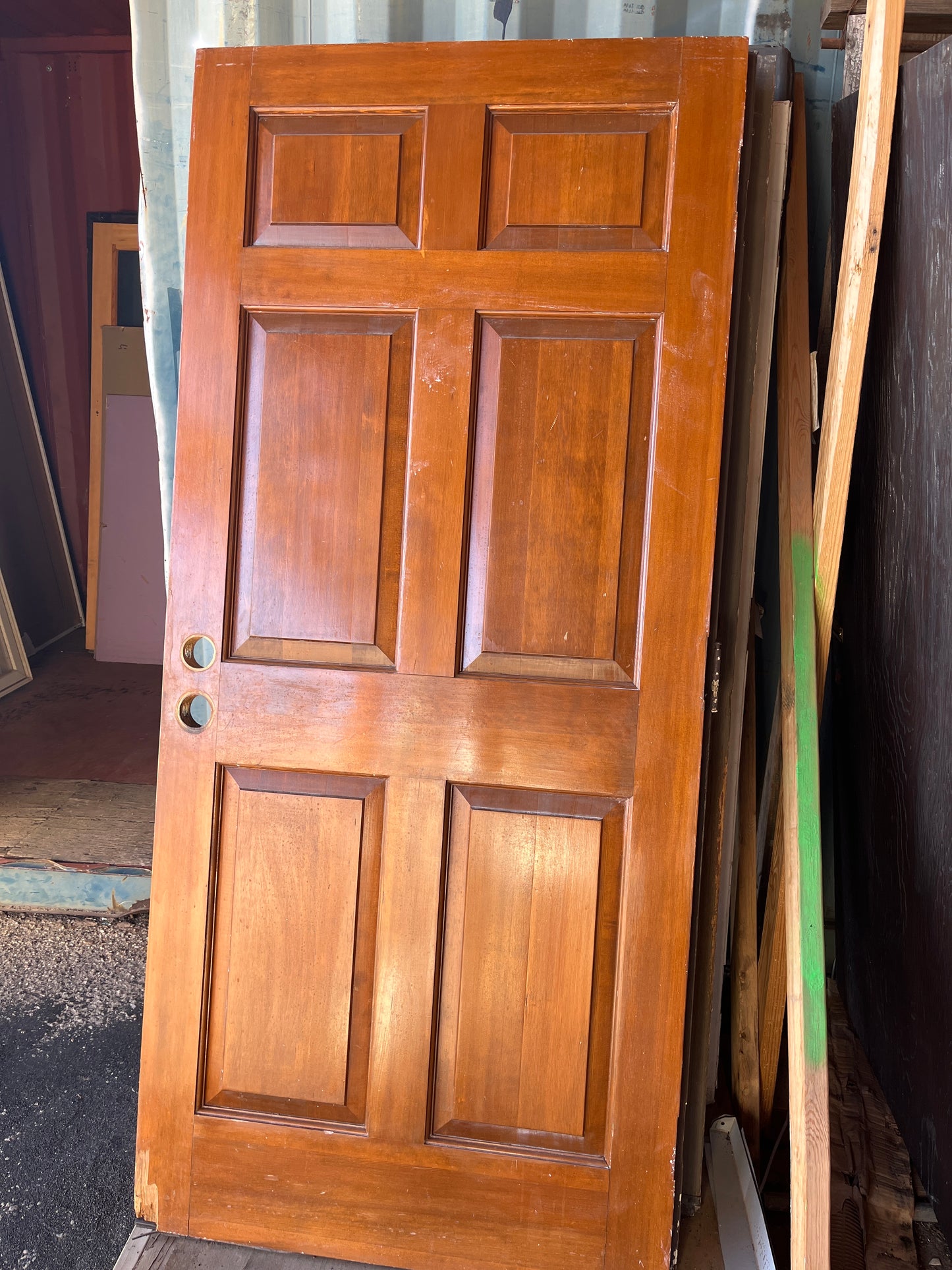 Solid wood six panel door