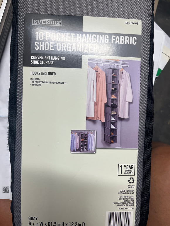 10 pocket hanging fabric shoe organizer